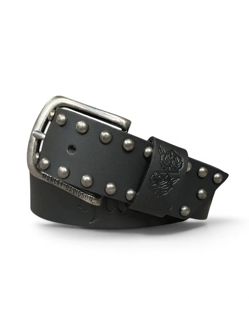 Harley-Davidson Unisex Rockin’ Rose Studded Genuine Leather Belt, Medium